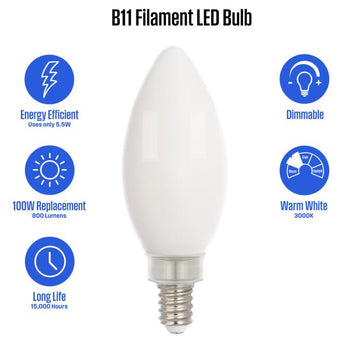 5.5 Watt (100 Watt Equivalent) B11 Dimmable Filament LED Light Bulb