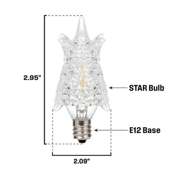 0.6 Watt Star Dimmable Filament LED Light Bulb, 3000K Clear E12 (Candelabra) Base