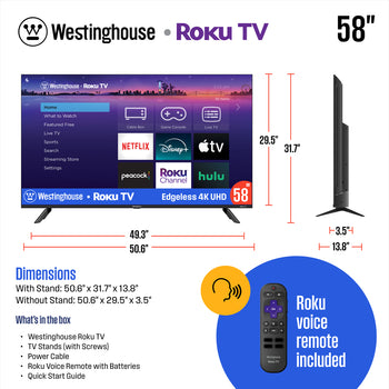 58″ Edgeless 4K UHD Roku TV