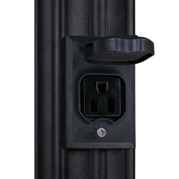 Fixture Post with Ground Convenience Outlet and Dusk to Dawn Sensor, Textured Black Finish