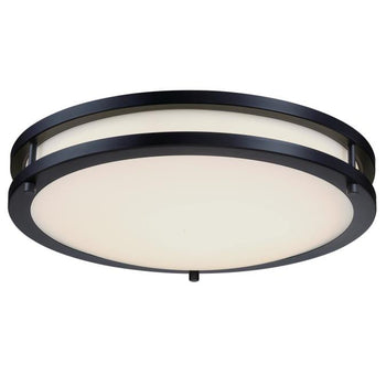 Lauderdale 16 inch LED Indoor Flush Mount Ceiling Fixture with Color Temperature Selection, Matte Black