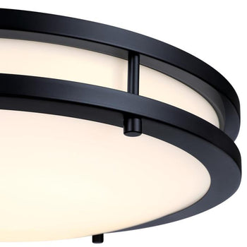 Lauderdale 16 inch LED Indoor Flush Mount Ceiling Fixture with Color Temperature Selection, Matte Black