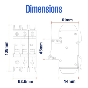 50A 3 Pole Miniature Circuit Breaker (D Curve)