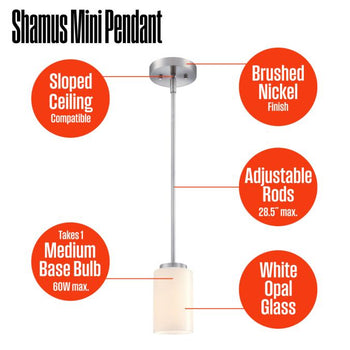 Shamus Brushed Nickel Indoor Mini Pendant