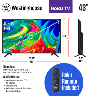  Westinghouse Roku TV - 42 Inch Smart TV, 1080P LED