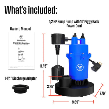 1/2 HP Submersible Sump Pump with Vertical Float Switch