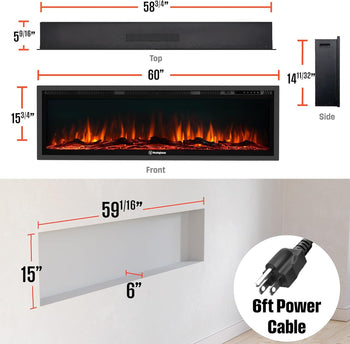 60 Inch Electric Fireplace Heater