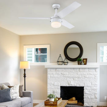 Talia 48-Inch Indoor Ceiling Fan with LED Light Fixture, Matte White