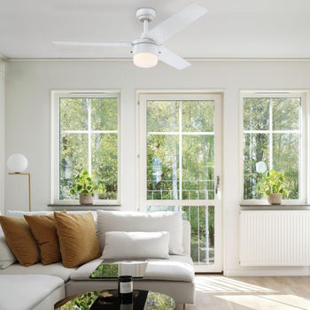 Talia 48-Inch Indoor Ceiling Fan with LED Light Fixture, Matte White