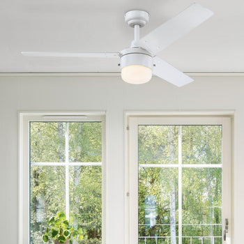 Talia 48-Inch Indoor Ceiling Fan with LED Light Fixture, Matte White