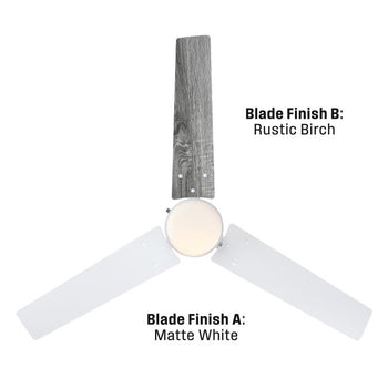 Talia 48-Inch Indoor Ceiling Fan with LED Light Fixture, Matte White