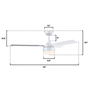 Talia 48-Inch Indoor Ceiling Fan with LED Light Fixture, Matte White