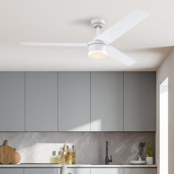 Talia 56-Inch Indoor Ceiling Fan with Dimmable LED Light Fixture, Matte White