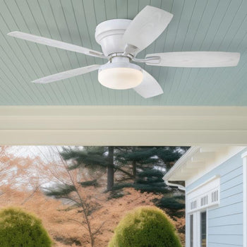 Contempra 52-Inch Indoor/Outdoor Ceiling Fan with Dimmable LED Light Fixture, Matte White