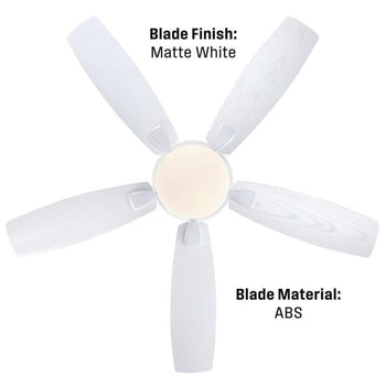 Contempra 52-Inch Indoor/Outdoor Ceiling Fan with Dimmable LED Light Fixture, Matte White
