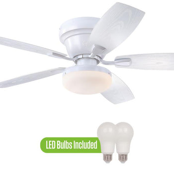 Contempra 52-Inch Indoor/Outdoor Ceiling Fan with Dimmable LED Light Fixture, Matte White