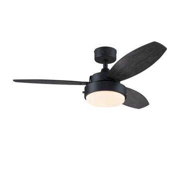 Alloy 42-Inch Indoor/Outdoor Ceiling Fan with LED Light Fixture, Matte Black
