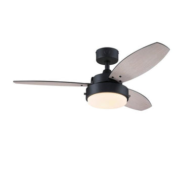 Alloy 42-Inch Indoor/Outdoor Ceiling Fan with LED Light Fixture, Matte Black