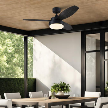 Alloy 42-Inch Indoor/Outdoor Ceiling Fan with LED Light Fixture, Matte Black