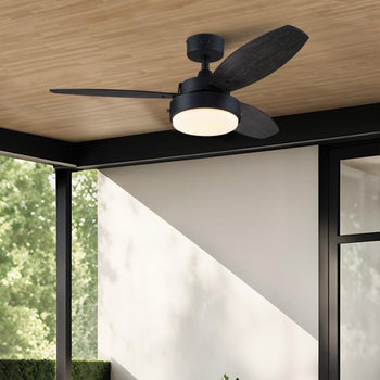Alloy 42-Inch Indoor/Outdoor Ceiling Fan with LED Light Fixture, Matte Black