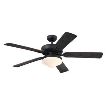 Deacon 52-Inch Indoor/Outdoor Ceiling Fan with Dimmable LED Light Fixture, Matte Black