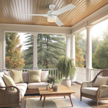 Alta Vista 52-Inch Indoor/Outdoor Ceiling Fan with Dimmable LED Light, Matte White