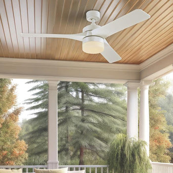 Alta Vista 52-Inch Indoor/Outdoor Ceiling Fan with Dimmable LED Light, Matte White