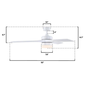 Alta Vista 52-Inch Indoor/Outdoor Ceiling Fan with Dimmable LED Light, Matte White