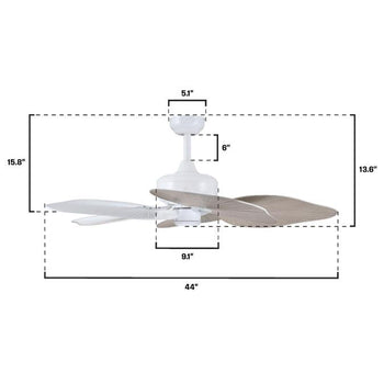 Oasis 44-Inch Indoor/Outdoor Ceiling Fan, Matte White