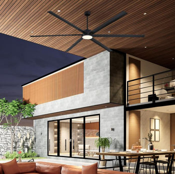 Widespan 96-Inch Indoor/Outdoor Industrial Ceiling Fan with Integrated Dimmable LED, Matte Black Finish