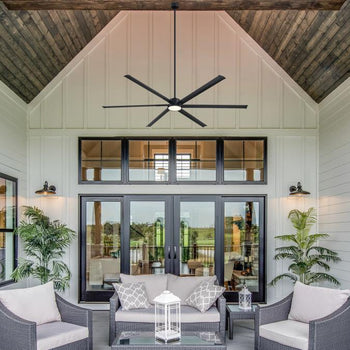 Widespan 96-Inch Indoor/Outdoor Industrial Ceiling Fan with Integrated Dimmable LED, Matte Black Finish