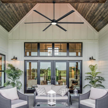 Widespan 96-Inch Indoor/Outdoor Industrial Ceiling Fan with Integrated Dimmable LED, Matte Black Finish