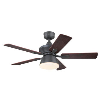 Nevada 42-Inch Indoor/Outdoor Ceiling Fan with Dimmable LED Light Fixture, Iron Finish
