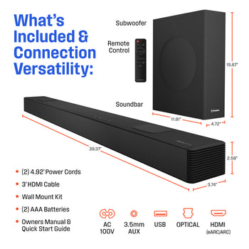 5.1.2 Channel Soundbar with Subwoofer