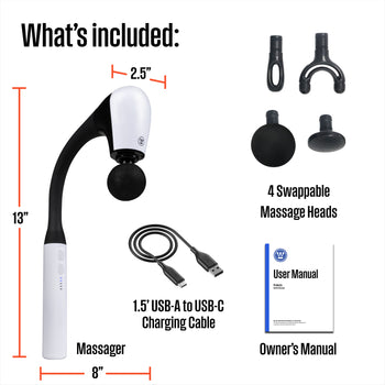 Long Handle Curved Massage Gun for Neck & Shoulder Pain