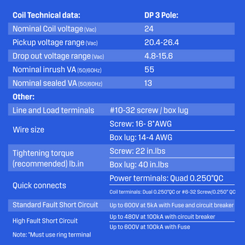 Definite Purpose Contactor 30 Amp 3 Pole 24V Coil