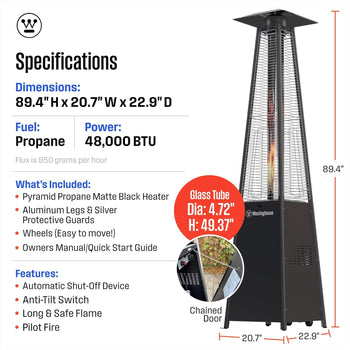 Outdoor Propane Patio Heater with Wheels,  48,000 BTU