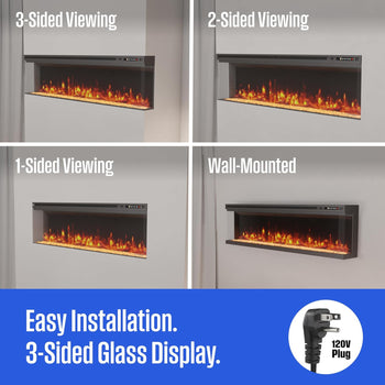 60 Inch 3 Sided Electric Fireplace Heater