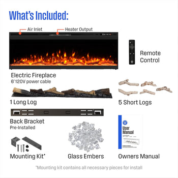 50 Inch 3 Sided Electric Fireplace Heater