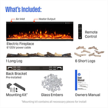 60 Inch 3 Sided Electric Fireplace Heater