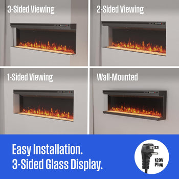 50 Inch 3 Sided Electric Fireplace Heater