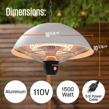 Outdoor Ceiling Patio Heater, White