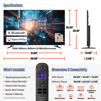 65” Mini-LED 4K UHD Roku TV Max