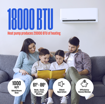 Ductless Mini-Split AC System & Heat Pump 230V, 18,000 BTU, 17 SEER2