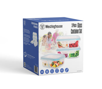 K - 3 Piece Rectanlge Glass Containers