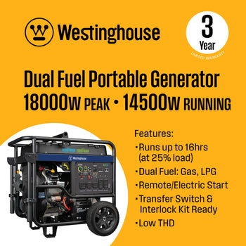 WGen14500DFc Generator - Dual Fuel with CO Sensor