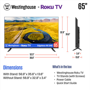 65″ Edgeless 4K UHD Roku TV