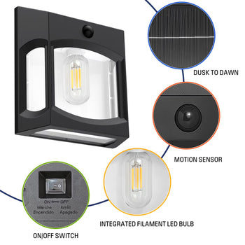 600 Lumen Solar Motion Activated Linkable Wall Light, 2pk