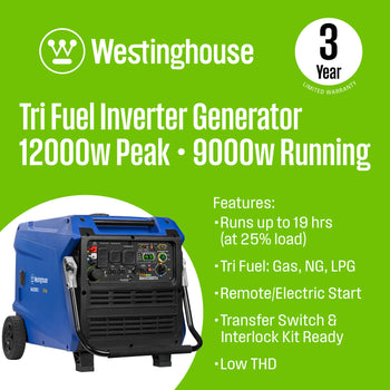 iGen12000TFc Inverter Generator - Tri-Fuel with CO Sensor