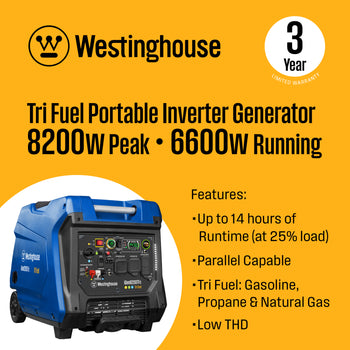 iGen8200TFc Inverter Generator - Tri-Fuel with CO Sensor